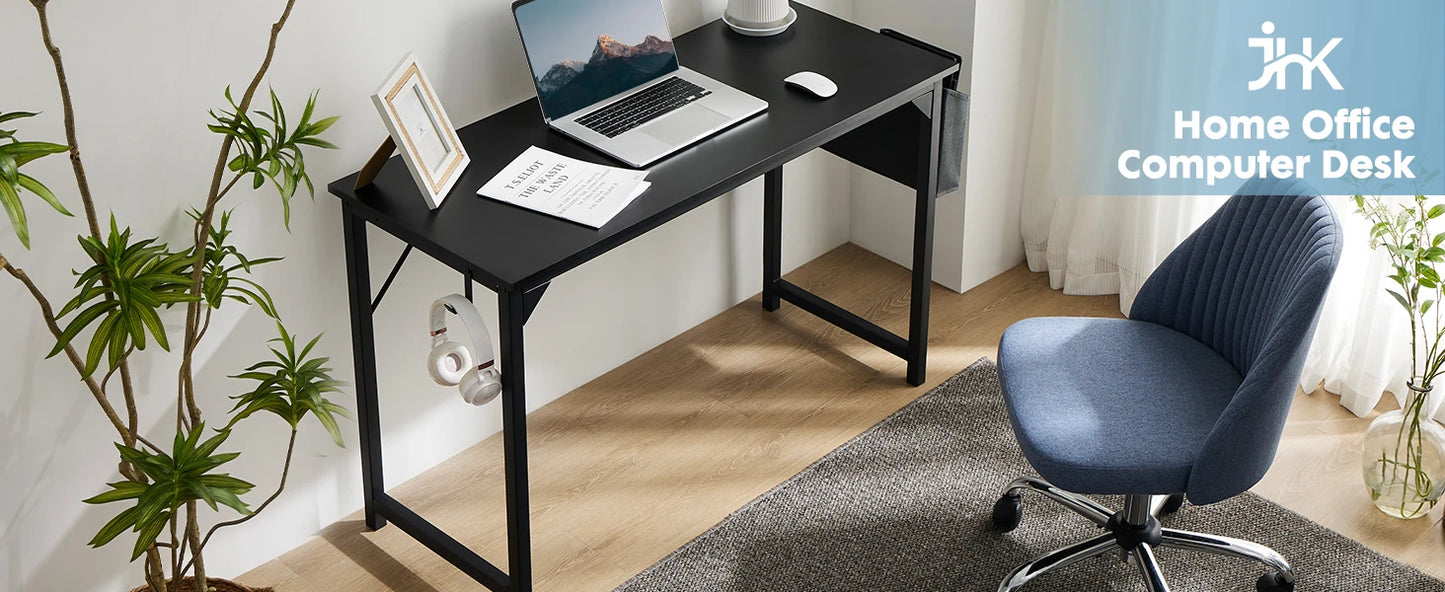 Modern Computer Desk with Side Bag & Headphone Hook