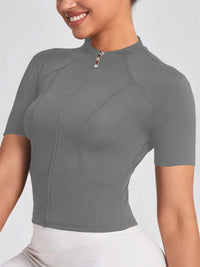 Women’s Yoga & Cycling Top – Zipper Sports T-Shirt