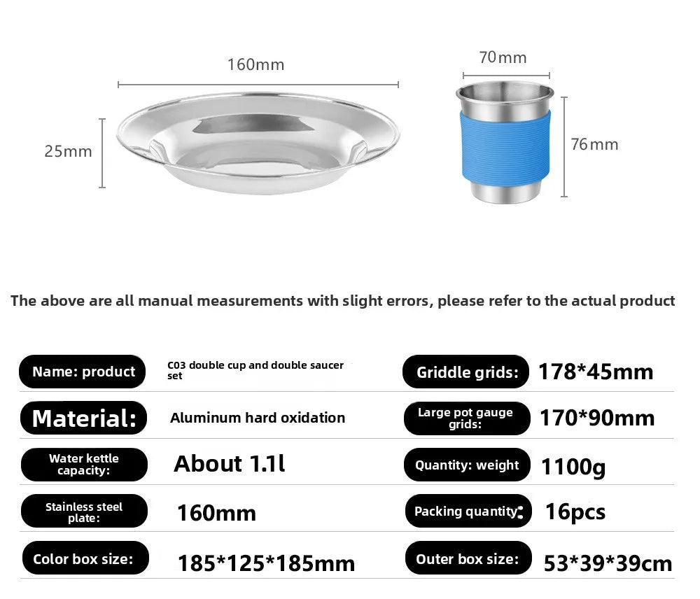 Outdoor Camping Cookware Set – Stainless Steel Pot & Kettle