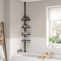 SONGMICS Shower Corner Shelf, 4-Tier Bathroom Shower Shelf, 85-305 cm Adjustable Shower Caddies, Bathroom Organiser