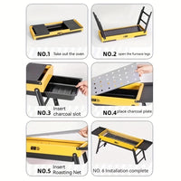 Foldable Camping BBQ Grill with Side Table