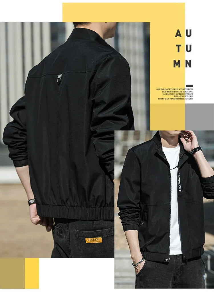 Men’s Autumn Stand Collar Jacket – Korean Style