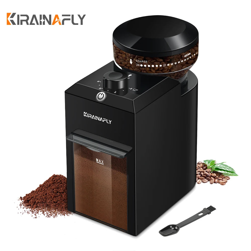 Electric Burr Coffee Grinder – 28 Settings, 2–12 Cups