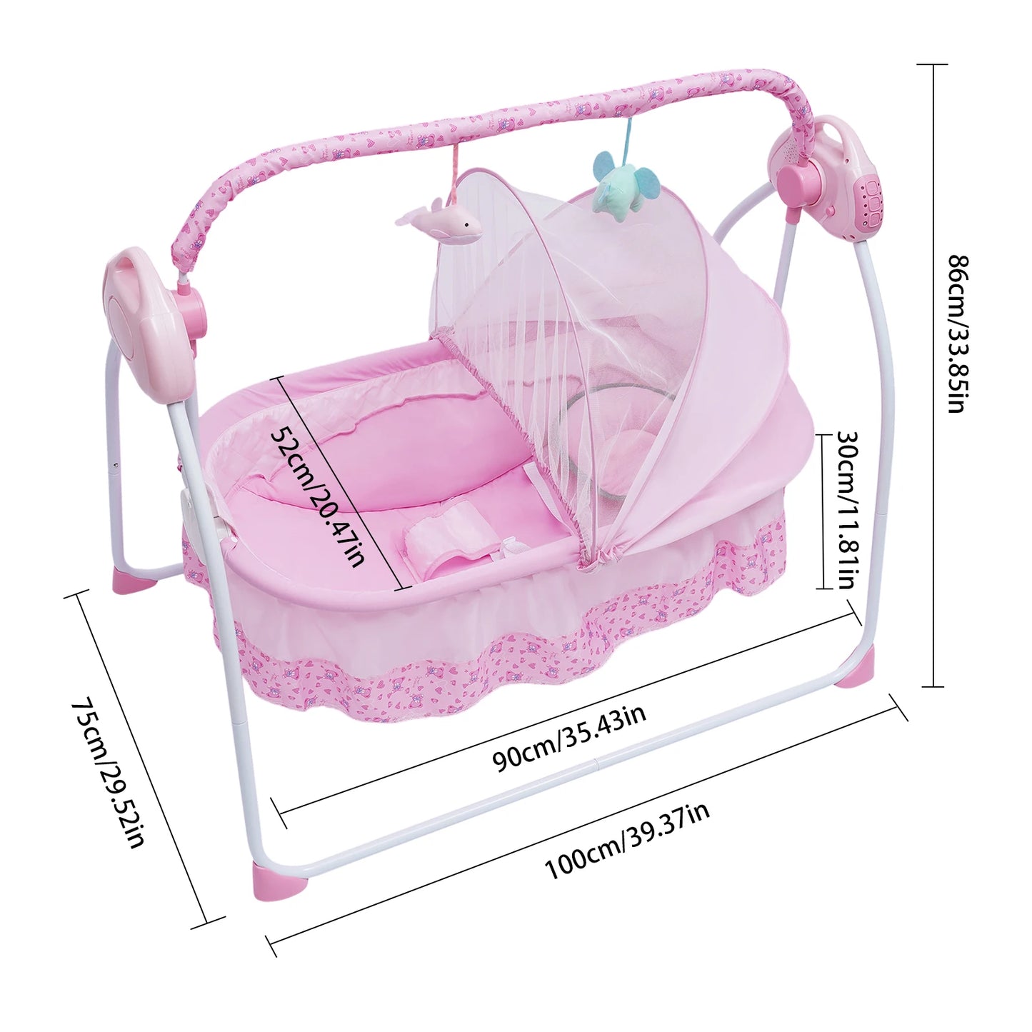 BYMAOCAR Electric Baby Crib Cradle with Bluetooth Auto-Swing