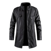 Men’s Slim Winter Leather Jacket with Fleece Lining