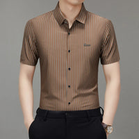 Men’s Striped Short Sleeve Shirt – Business Casual Summer