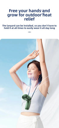 Portable Mini Handheld Neck Hanging Fan USB Rechargeable Battery Foldable Phone Holder with Aromatherapy  for Car  Home  Office