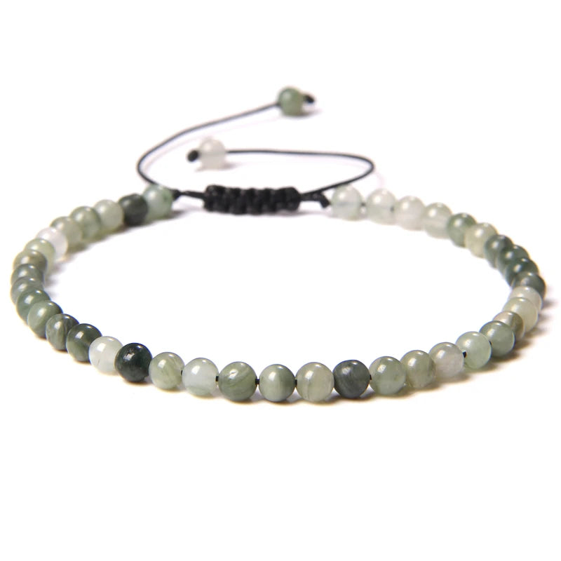4MM Natural Stone Beaded Bracelet – Adjustable Unisex Quartz