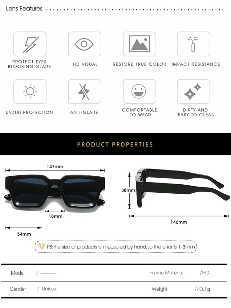 Retro Black Millionaire Shades Luxury Sunglasses 2025 For Men Designer Famous Brand Square Sun Glasses Man Women Sunglass