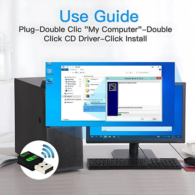 600Mbps USB WiFi Bluetooth Adapter – Dual Band 2-in-1