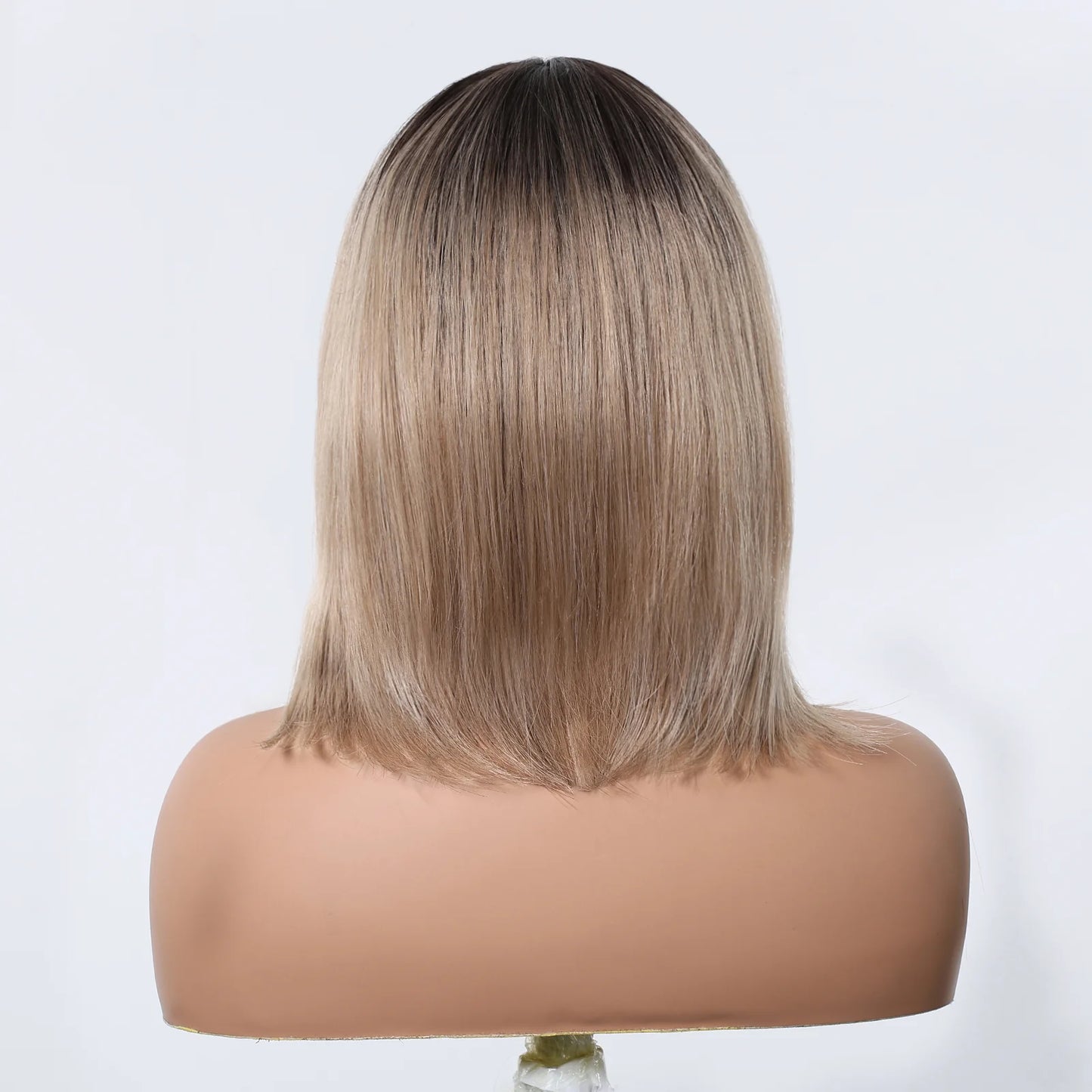 ALAN EATON Ombre Brown Short Layered Wig with Bangs