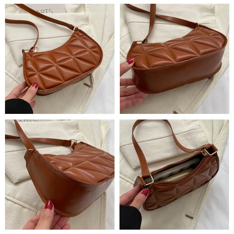Vintage Fashion Versatile New Women's Bags Solid Rhombic High-End Texture Simple Generous Temperament Crossbody Shoulder