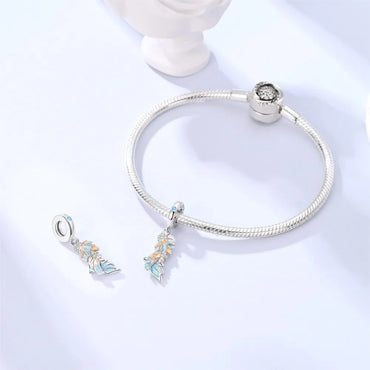 925 Sterling Silver Colorful Koi Pendant Beads Lucky Charm for DIY Bracelets