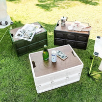 Folding Camping Storage Box Trunk Organizer & Bench