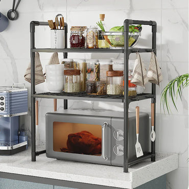 2-Tier Kitchen Microwave Storage Rack Condiment Organizer