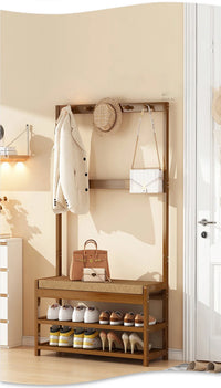 Bamboo Shoe Changing Stool – Modern Entryway Bench