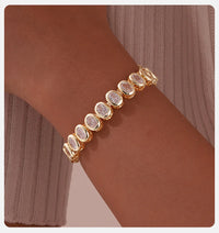 Vnox  Block Chain Bracelets For Women Cubic Zirconia Inlay, Gold Plated Fashion Charm Jewelry Gifts To Girlfriend