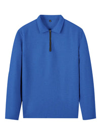 Spring and Autumn Men's Clothing  Waffle Fabric Men's Suit Fashion Casual Zipper and Lapel Long Sleeve POLO Shirt Trousers Suit