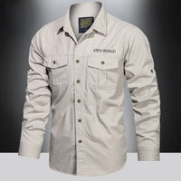 Men’s Outdoor Cotton Work Shirt – Multi-Pocket Safari Style