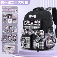 Sanrio Kuromi Schoolbag Girls' new 2024 high-volume spine-protecting light school backpack for grades 3-9