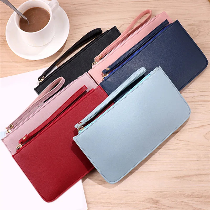 Women’s Long Leather Wallet – Zipper Clutch & Card Holder