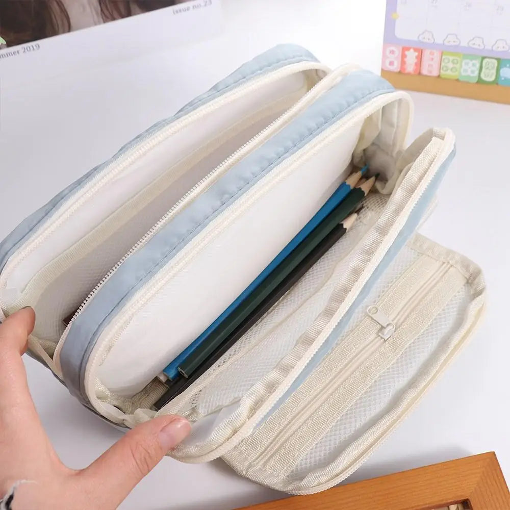 Black to School Large Capacity Pencil Bag Aesthetic Simple School Cases Large Capacity Pen Case School Students Supplies