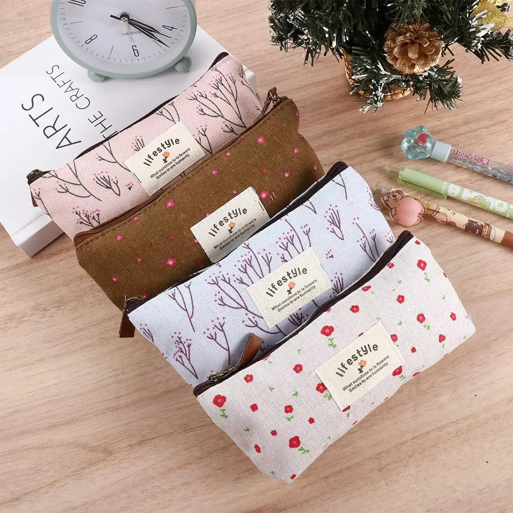 School Supplies Kawaii Fabric Student Makeup Bag Cosmetic Bag Pencil Bag Zipper Pouch Pencil Case Pen Bags