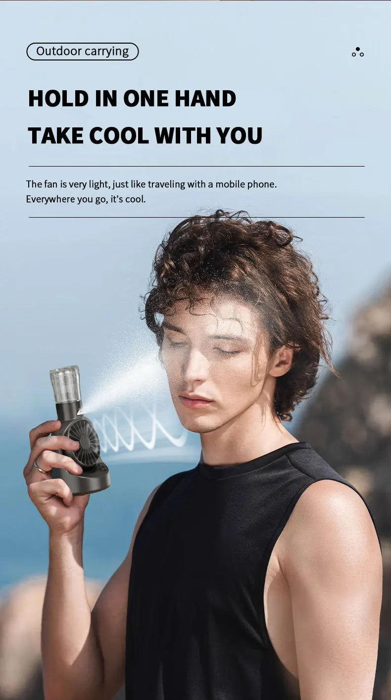 Mini USB Misting Fan – Portable Handheld Rechargeable Cooler
