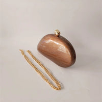 Marble Acrylic Evening Clutch Bag with Diamond Chain