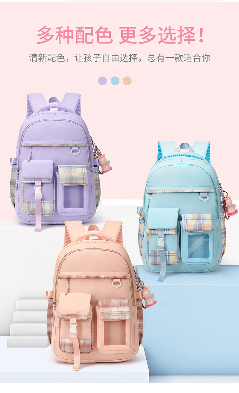 2025 New - Style Schoolbag for Primary School Girls, Suitable for Grades 1, 3 to 6, Child-Friendly, Load-Reducing and Spine