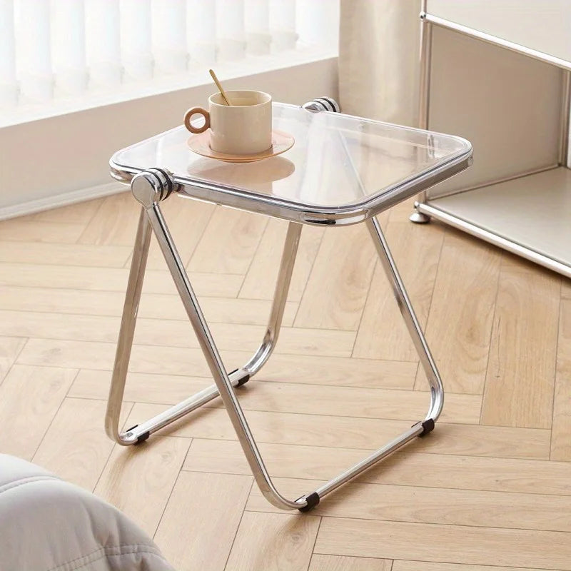 Foldable Transparent Square Table – Modern Office & Home