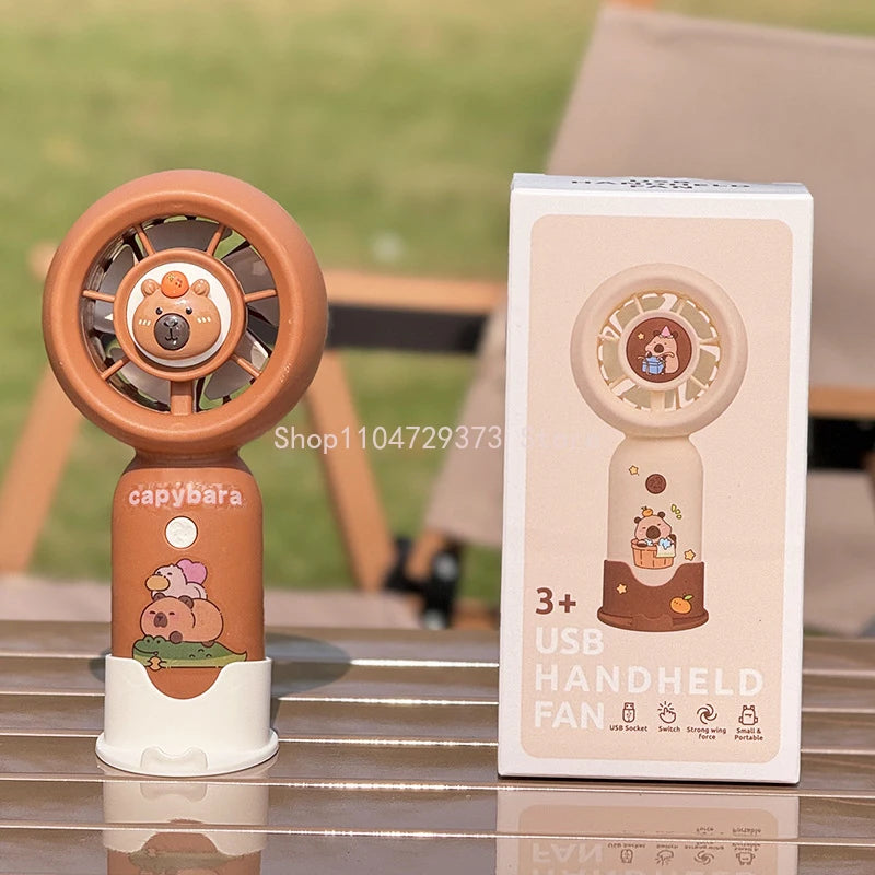 Portable Mini Pocket Cooling Fan Fashion Handheld Cartoon Cute Capybara MINI Fan Outdoor USB Charging Small Fan Gifts