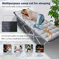 75 -inch large folding sports outdoor bed, stadium bed with double -sided mattress, portable foldable guest bed.