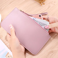 Women’s Long Leather Wallet – Zipper Clutch & Card Holder