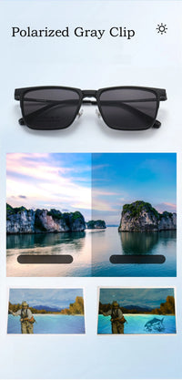 YIMARUILI Ultralight Polarized Magnetic Clip-On Glasses Men and Women TR90 Pure Titanium Optical Prescription Eyeglasses Frames