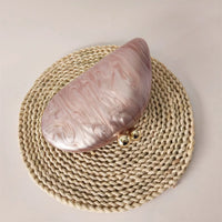Marble Acrylic Evening Clutch Bag with Diamond Chain
