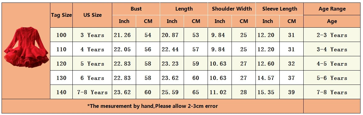 Girls Winter Knitted Christmas Long Sleeve Dress