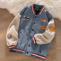 Men’s Corduroy Baseball Jacket Retro Embroidered Coat
