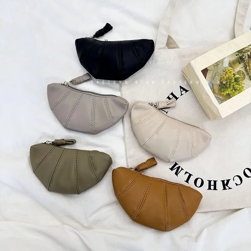 French Croissant Zipper Wallet & Makeup Handbag