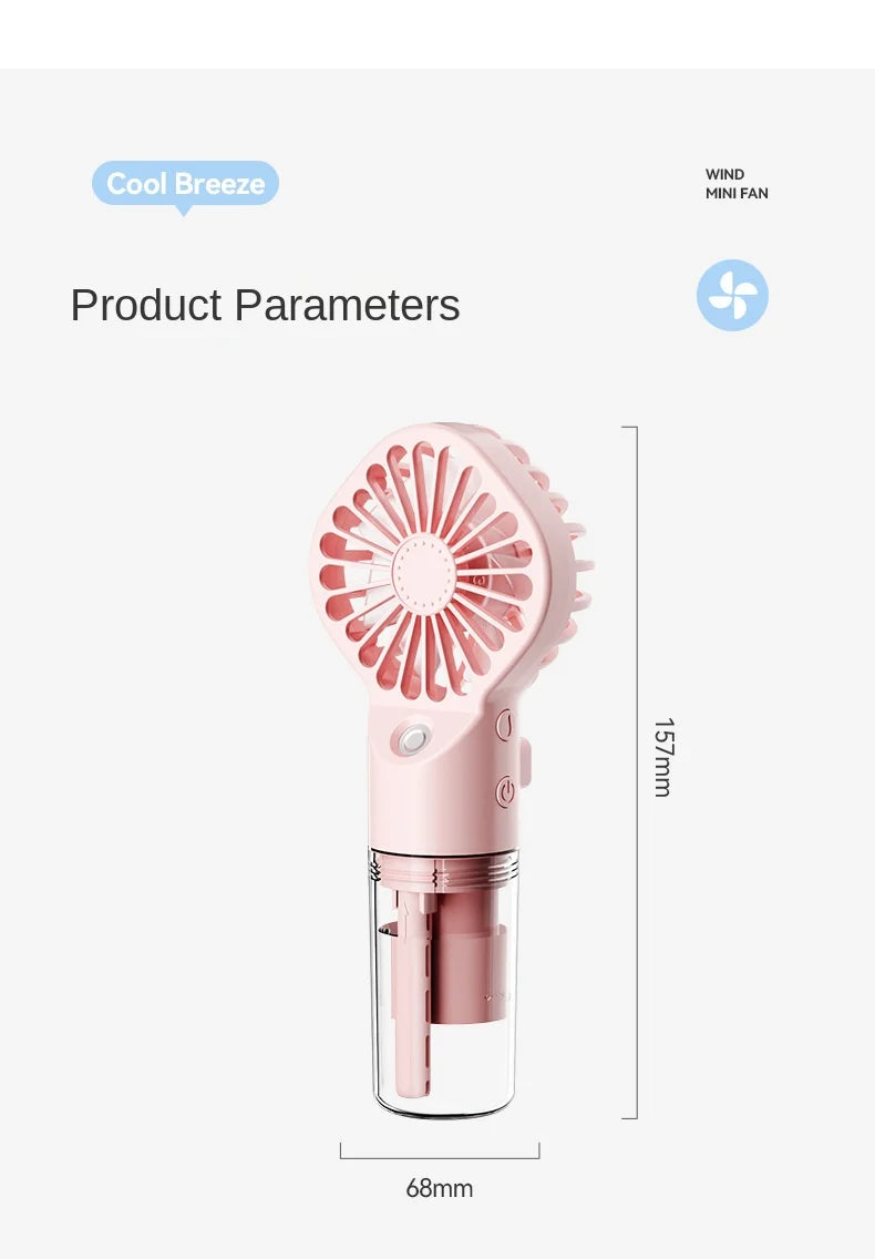 Mini USB Misting Fan – Portable Handheld Rechargeable Cooler