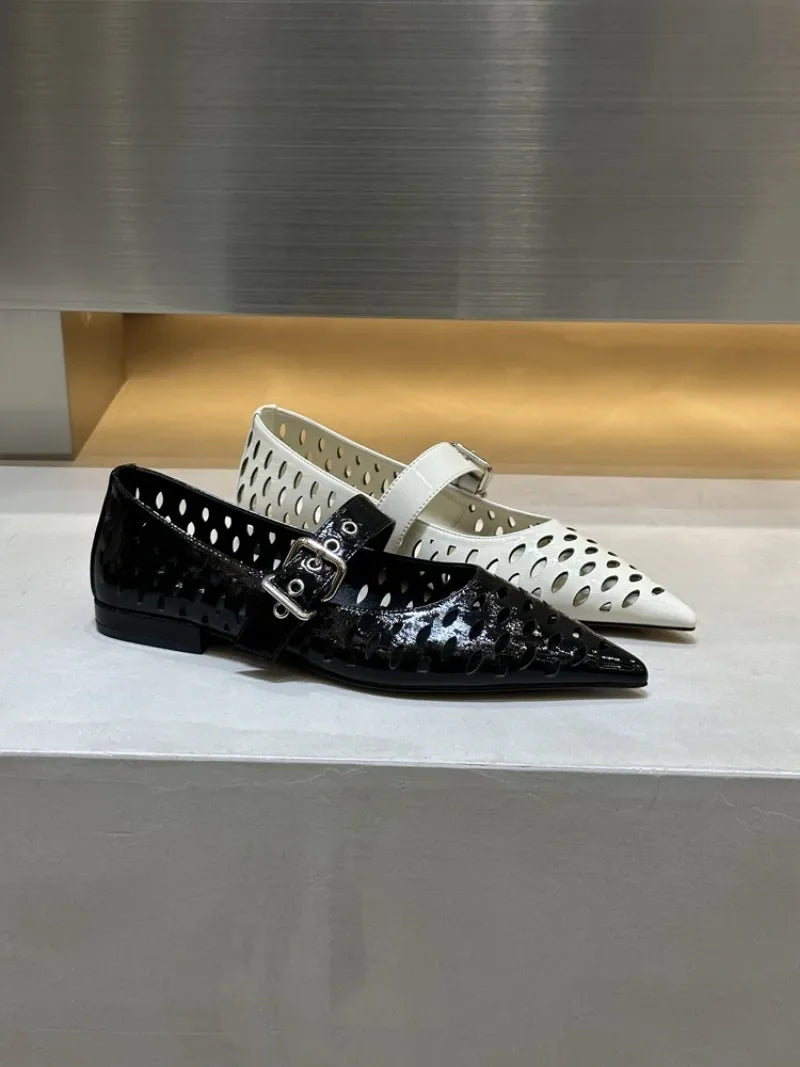 Women Sandals Pointed Toe  Flats Hollow Loafers Shoes