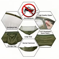Outdoor camping hammock with mosquito net network foldable portable elastic garden leisure sleep leisure camping equipment