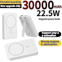 Wireless power bank, built-in cable holder, large capacity, super fast charging, power bank, magnetic, 30000mAh, new