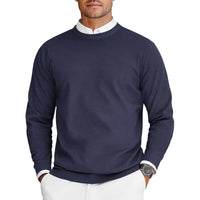 Men’s Crew Neck Knit Sweater – Solid Color Pullover