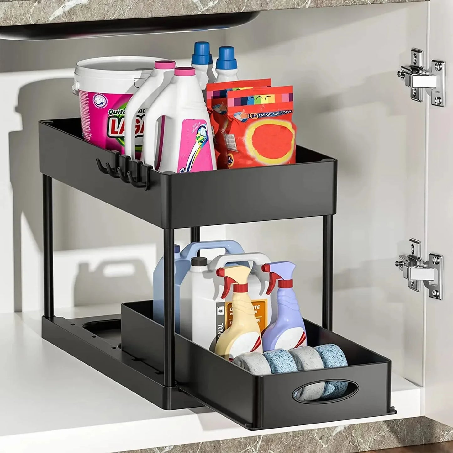 2-Tier Under Sink Organizer Sliding Drawer Rack