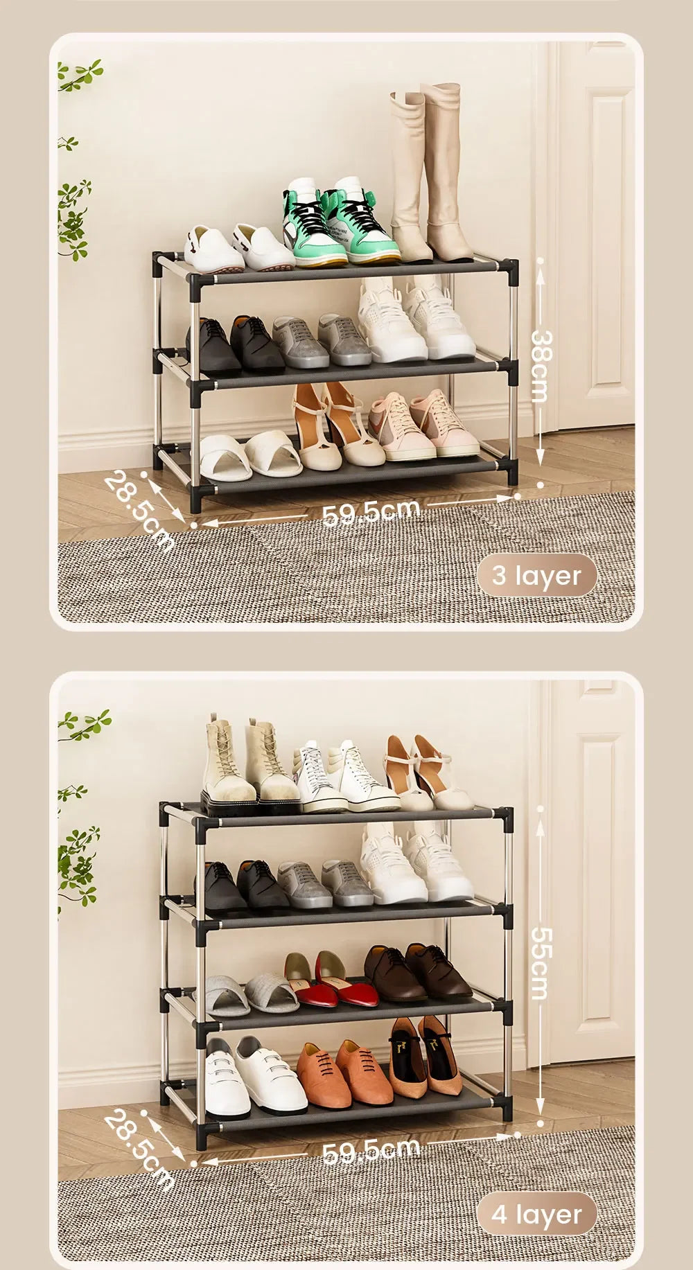 Metal Shoe Rack – Space Saving Black Shoe Storage Organizer