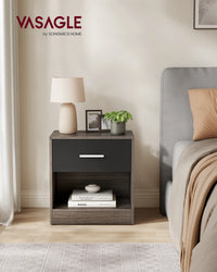 VASAGLE Bedside Table, Side Table with Drawer, Handle, Open Compartment, End Table, for Bedroom, Living Room