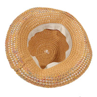 Rainbow woven women's sunscreen hat summer Japanese straw hat  protective fashion, breathable hollow beach sun hat