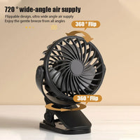 Rechargeable Fan 720° Rotating Hanging Clip Fan with Nightlight for Easy Portability Office Bedroom Dormitory Outdoor Small Fan