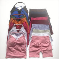 Summer fitness shape  beautiful shoulder straps  chest pillow  bra and yoga shorts  a must for fitness.